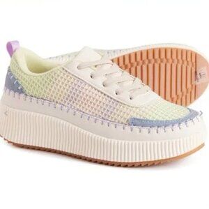 NWT Nicole Miller Brita Platform Knit Sneakers Beige Mist Multi-colored 8.5